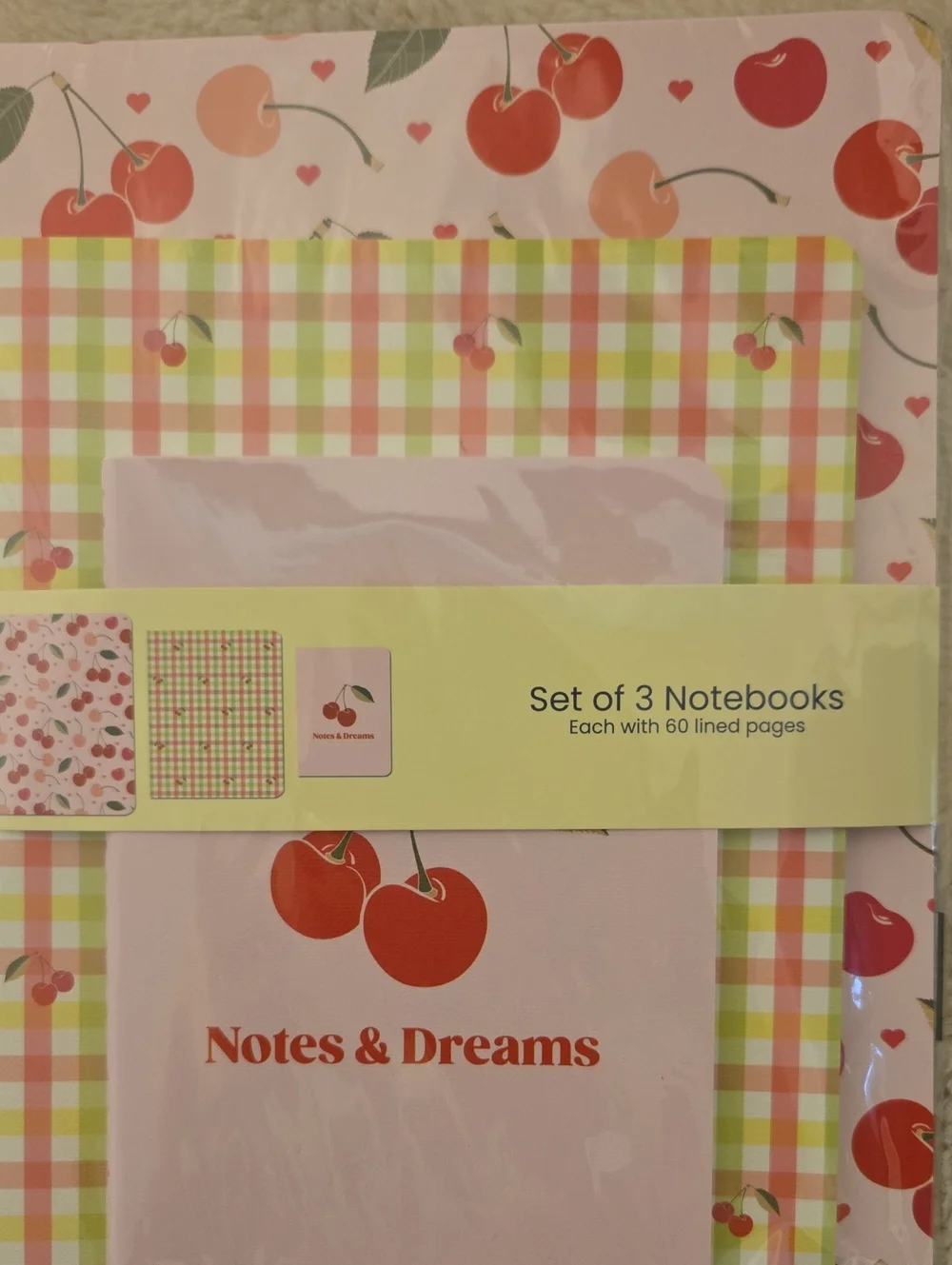 Workshoppe Cherry Hearts Set of Three Notebooks